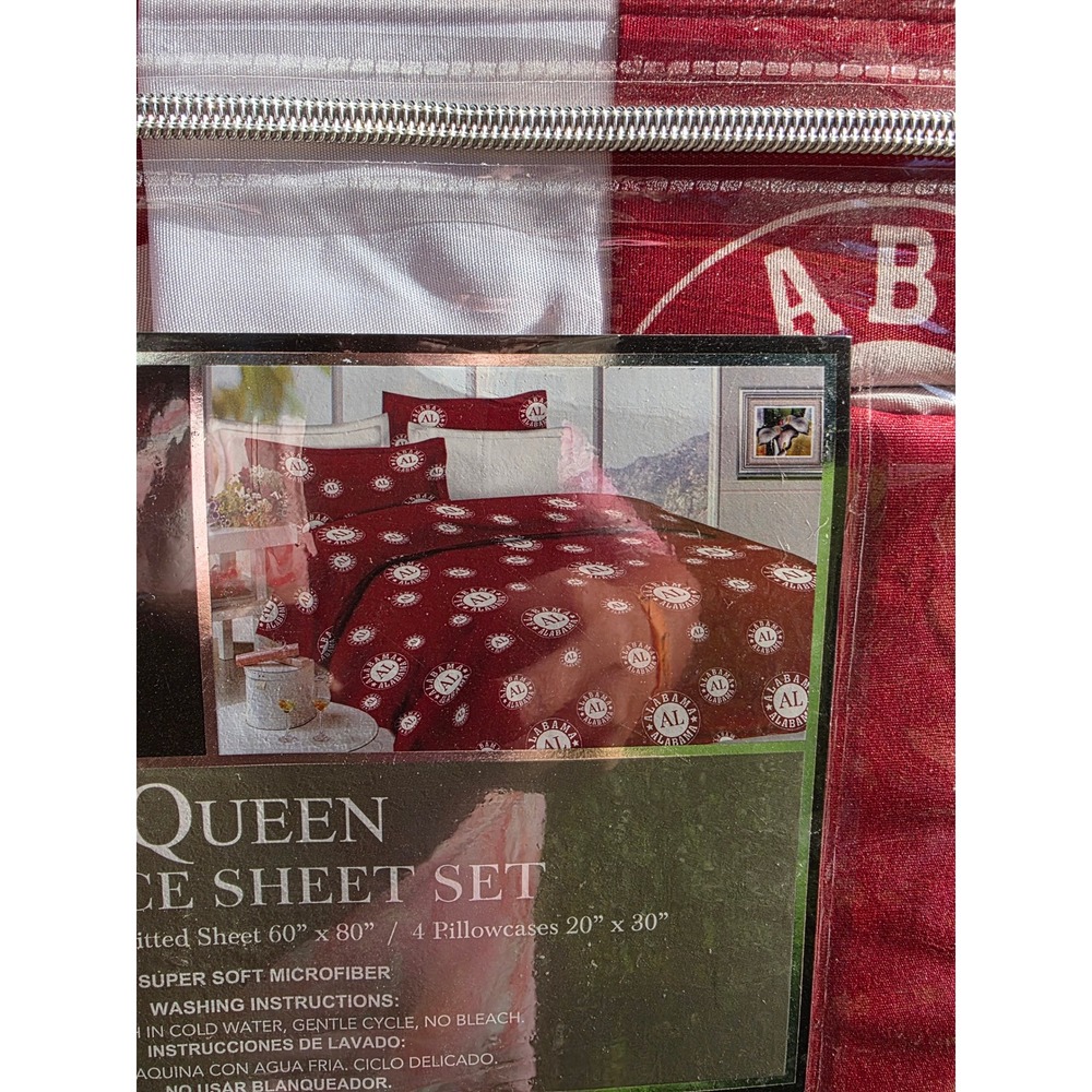 New Queen AL Crimson Tide 6 pc Sheet set bamboo